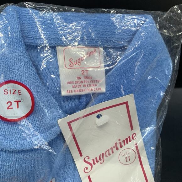 Vintage Sugartime Blue Terry Knit Romper Child Size 2T NIP, NWT. T3 - Picture 2 of 4